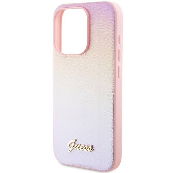 GUESS GUHCP15LPSAIRSP IPHONE 15 PRO 6.1 "PINK/PINK HARDCASE SAFFIANO IRIDESCENT SCRIPT