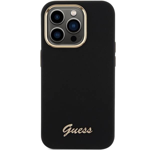 GUESS GUHCP15LSMBSLK IPHONE 15 PRO 6.1 "BLACK/BLACK HARDCASE SILICONE SCRIPT METAL LOGO & FRAME