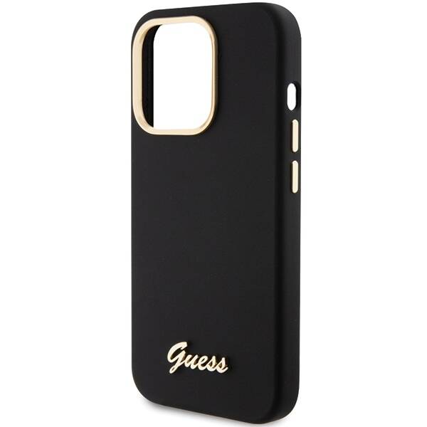 GUESS GUHCP15LSMBSLK IPHONE 15 PRO 6.1 "BLACK/BLACK HARDCASE SILICONE SCRIPT METAL LOGO & FRAME