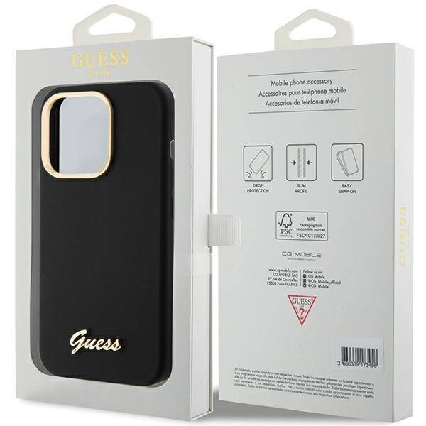 GUESS GUHCP15LSMBSLK IPHONE 15 PRO 6.1 "BLACK/BLACK HARDCASE SILICONE SCRIPT METAL LOGO & FRAME