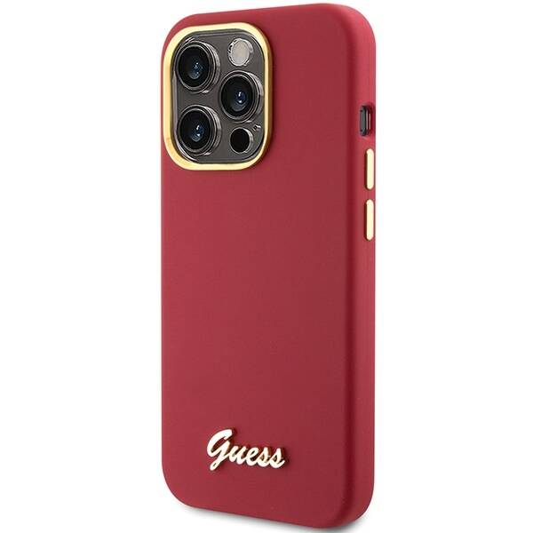 GUESS GUHCP15LSMBSLM IPHONE 15 PRO 6.1 "MAGENTA HARDCASE SILICONE SCRIPT METAL LOGO & FRAME