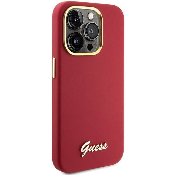 GUESS GUHCP15LSMBSLM IPHONE 15 PRO 6.1 "MAGENTA HARDCASE SILICONE SCRIPT METAL LOGO & FRAME