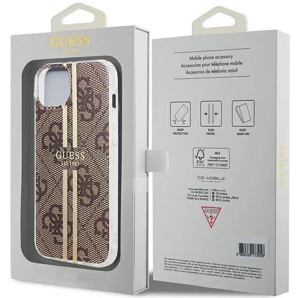 GUESS GUHCP15SH4SH4SGW IPHONE 15/14/13 6.1 "BROWN / BROWN HARDCASE IML 4G GOLD STRIPE