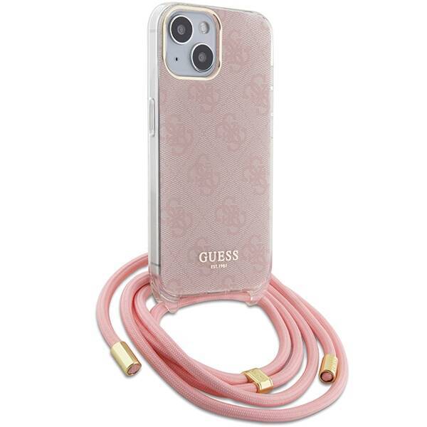 GUESS GUHCP15SHC4SEP IPHONE 15/14/13 6.1 "PINK / PINK HARDCASE CROSSBODY CORD 4G PRINT