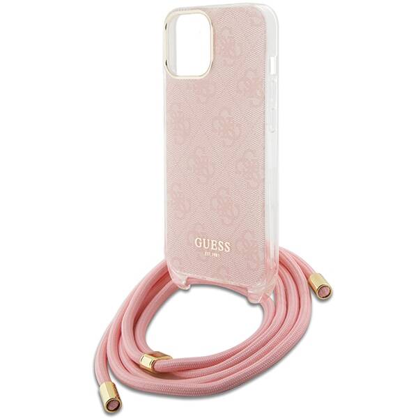 GUESS GUHCP15SHC4SEP IPHONE 15/14/13 6.1 "PINK / PINK HARDCASE CROSSBODY CORD 4G PRINT