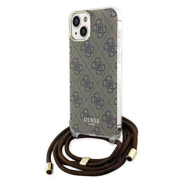 GUESS GUHCP15SHC4SEW IPHONE 15/14/13 6.1 "BRONZE / BROWN HARDCASE CROSSBODY CORD 4G PRINT