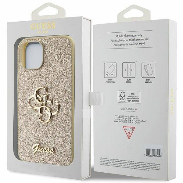 GUESS GUHCP15SHG4SGD IPHONE 15/14/13 6.1 "GOLD / GOLD HARDCASE GLITTER SCRIPT BIG 4G