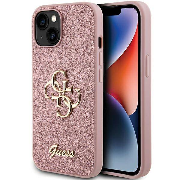 GUESS GUHCP15SHG4SGP IPHONE 15/14/13 6.1 "PINK / PINK HARDCASE GLITTER SCRIPT BIG 4G