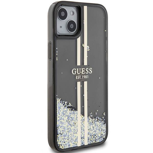 GUESS GUHCP15SLFCSEGK IPHONE 15/14/13 6.1 "BLACK / BLACK HARDCASE LIQUID GLITTER GOLD STRIPES