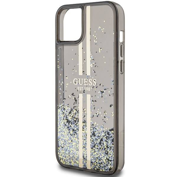 GUESS GUHCP15SLFCSEGK IPHONE 15/14/13 6.1 "BLACK / BLACK HARDCASE LIQUID GLITTER GOLD STRIPES