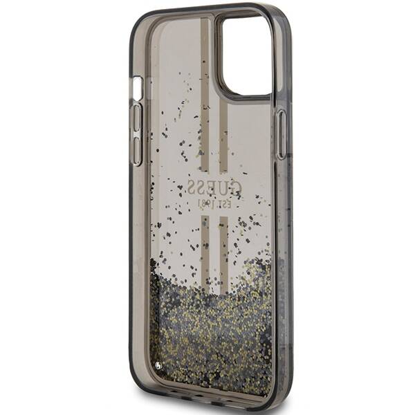 GUESS GUHCP15SLFCSEGK IPHONE 15/14/13 6.1 "BLACK / BLACK HARDCASE LIQUID GLITTER GOLD STRIPES