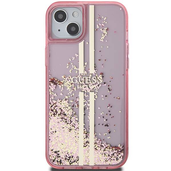 GUESS GUHCP15SLFCSEGP IPHONE 15/14/13 6.1 "PINK / PINK HARDCASE LIQUID GLITTER GOLD STRIPES