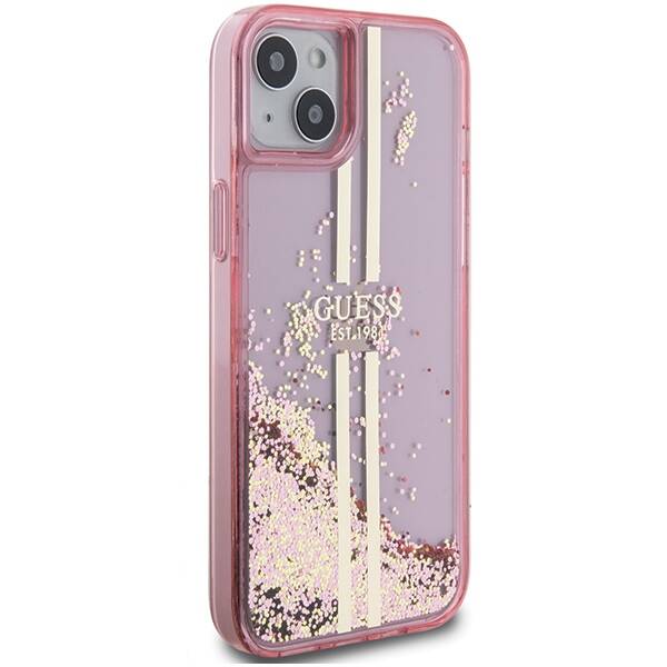 GUESS GUHCP15SLFCSEGP IPHONE 15/14/13 6.1 "PINK / PINK HARDCASE LIQUID GLITTER GOLD STRIPES