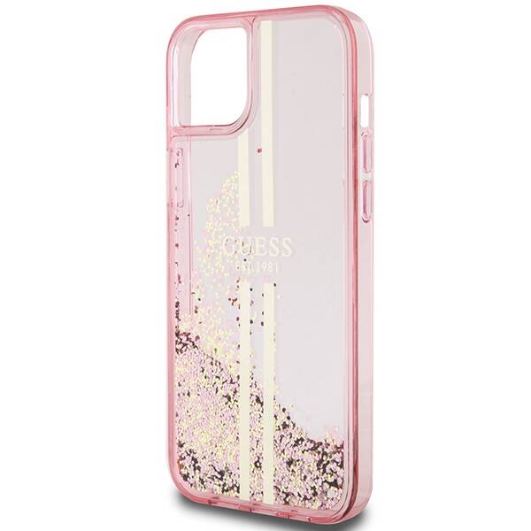 GUESS GUHCP15SLFCSEGP IPHONE 15/14/13 6.1 "PINK / PINK HARDCASE LIQUID GLITTER GOLD STRIPES