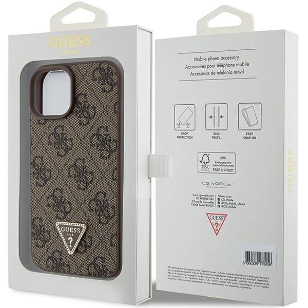 GUESS GUHCP15SP4TDPW IPHONE 15/14/13 6.1 "BROWN / BROWN HARDCASE LEATHER 4G TRIANGLE STRASS