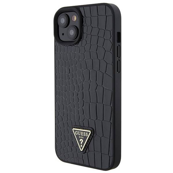 GUESS GUHCP15SPCRTHCK IPHONE 15/14/13 6.1 "BLACK / BLACK HARDCASE CROCO TRIANGLE METAL LOGO