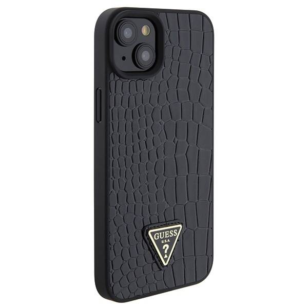 GUESS GUHCP15SPCRTHCK IPHONE 15/14/13 6.1 "BLACK / BLACK HARDCASE CROCO TRIANGLE METAL LOGO