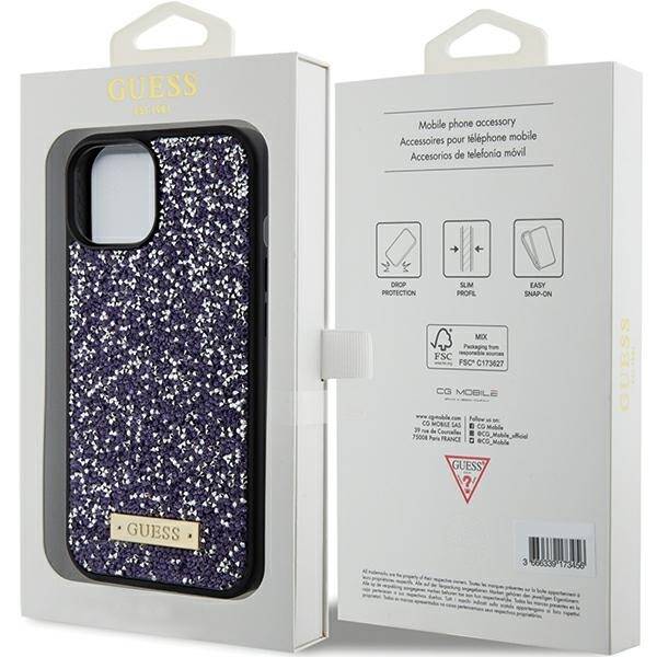 GUESS GUHCP15SPFGSBSBSBSPP IPHONE 15/14/13 6.1 "PURPLE / PURPLE HARDCASE RHINESTONE METAL LOGO