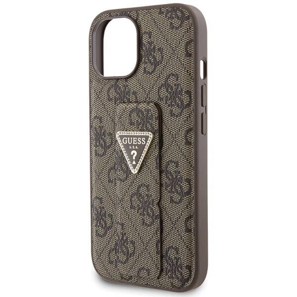 GUESS GUHCP15SPGS4TDW IPHONE 15/14/13 6.1 "BROWN / BROWN HARDCASE GRIP STAND 4G TRIANGLE STRASS