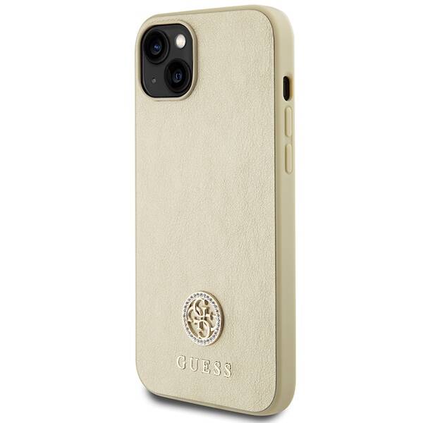 GUESS GUHCP15SPS4DGPD IPHONE 15/14/13 6.1 "GOLD / GOLD HARDCASE LEATHER 4G METAL LOGO STRASS