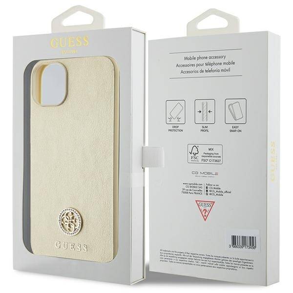 GUESS GUHCP15SPS4DGPD IPHONE 15/14/13 6.1 "GOLD / GOLD HARDCASE LEATHER 4G METAL LOGO STRASS