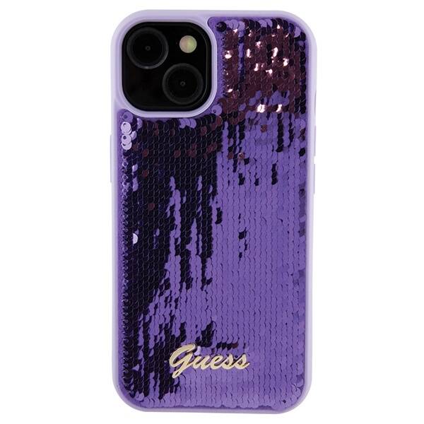 GUESS GUHCP15SPSFDGS IPHONE 15/14/13 6.1 "PURPLE / PURPLE HARDCASE SEQUIN SCRIPT METAL