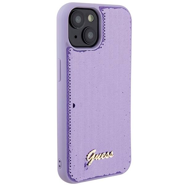 GUESS GUHCP15SPSFDGS IPHONE 15/14/13 6.1 "PURPLE / PURPLE HARDCASE SEQUIN SCRIPT METAL