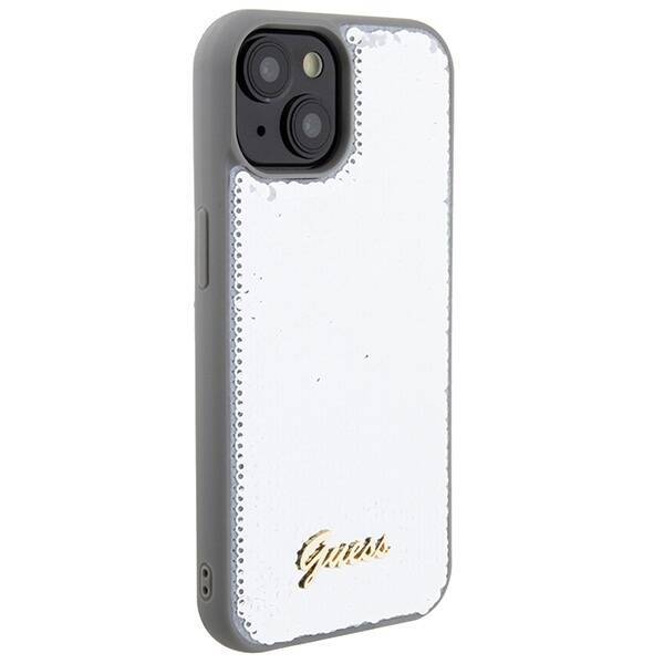 GUESS GUHCP15SPSFDGSS IPHONE 15/14/13 6.1 "SILVER / SILVER HARDCASE SEQUIN SCRIPT METAL