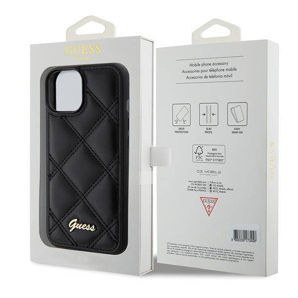 GUESS GUHCP15SPSQSQSK IPHONE 15/14/13 6.1 "BLACK / BLACK HARDCASE QUILTD METAL LOGO