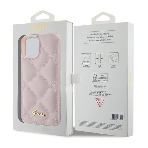 GUESS GUHCP15SPSQSQSP IPHONE 15/14/13 6.1 "PINK / PINK HARDCASE QUILTD METAL LOGO