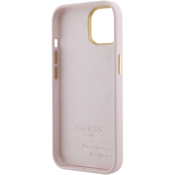 GUESS GUHCP15SSMBSLP IPHONE 15/14/13 6.1 "PINK / PINK HARDCASE SILICONE SCRIPT METAL LOGO & FRAME