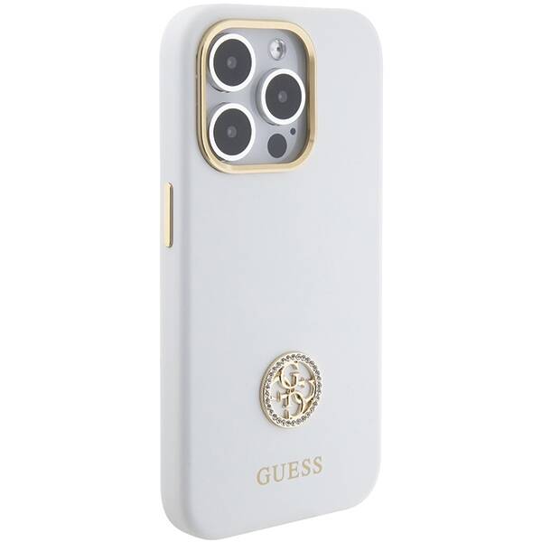 GUESS GUHCP15XM4DGPH IPHONE 15 PRO MAX 6.7 "WHITE/WHITE HARDCASE SILICONE LOGO STRASS 4G