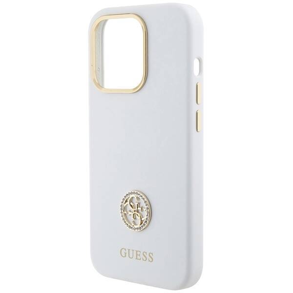 GUESS GUHCP15XM4DGPH IPHONE 15 PRO MAX 6.7 "WHITE/WHITE HARDCASE SILICONE LOGO STRASS 4G