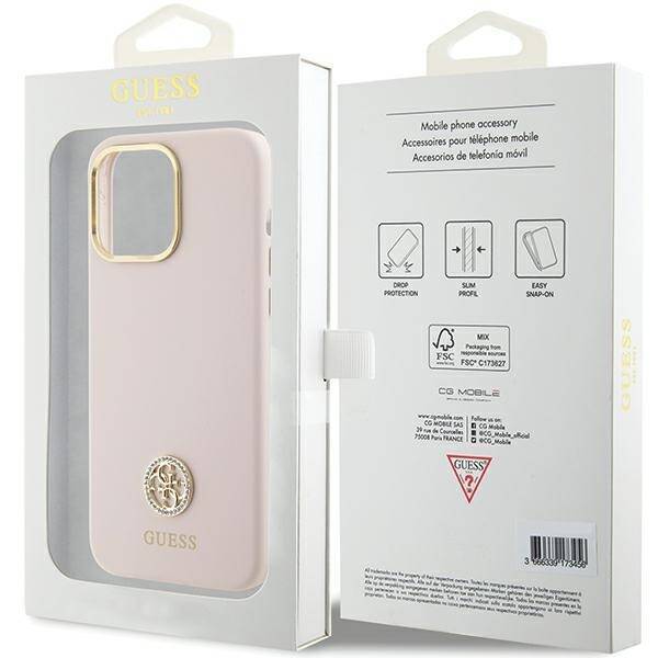 GUESS GUHCP15XM4DGPPP IPHONE 15 PRO MAX 6.7 "LIGHT PINK/PINK HARDCASE SILICONE LOGO STRASS 4G