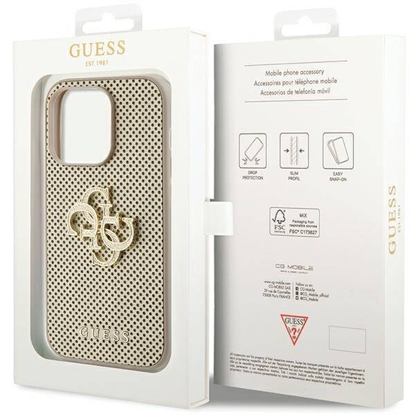 GUESS GUHCP15XP4LGD IPHONE 15 PRO MAX 6.7 "ZLOTY/GOLD HARDCASE PERFORATED 4G GLITTER