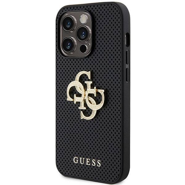 GUESS GUHCP15XP4LGK IPHONE 15 PRO MAX 6.7 "BLACK/BLACK HARDCASE LEATHER PERFORATED 4G GLITTER LOGO