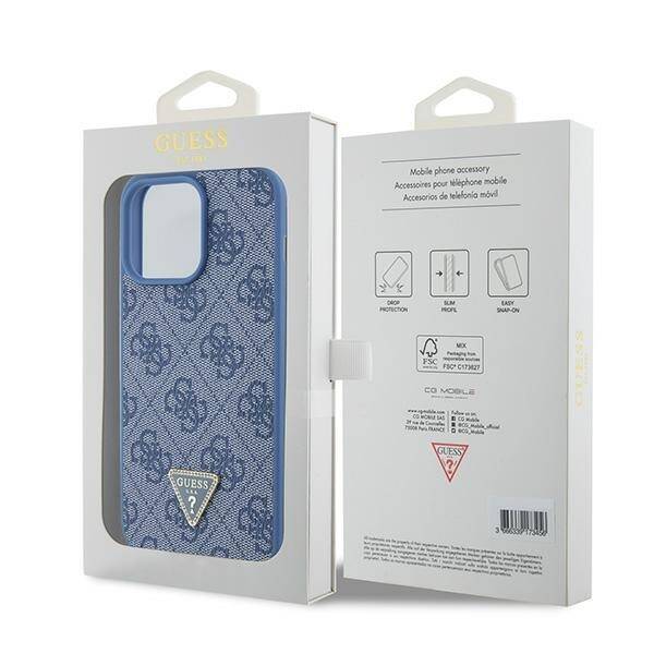 GUESS GUHCP15XP4TDPB IPHONE 15 PRO MAX 6.7 "BLUE/BLUE HARDCASE LEATHER 4G TRIANGLE STRASS