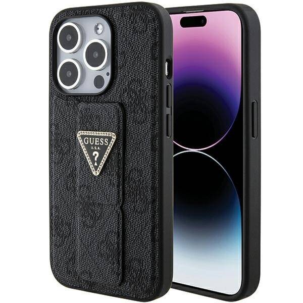 GUESS GUHCP15XPGS4TDK IPHONE 15 PRO MAX 6.7 "BLACK/BLACK HARDCASE GRIP STAND 4G TRIANGLE STRASS