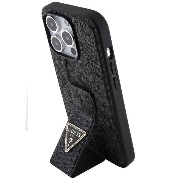 GUESS GUHCP15XPGS4TDK IPHONE 15 PRO MAX 6.7 "BLACK/BLACK HARDCASE GRIP STAND 4G TRIANGLE STRASS