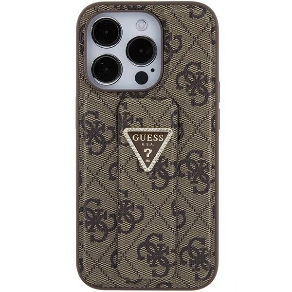 GUESS GUHCP15XPGS4TDW IPHONE 15 PRO MAX 6.7 "BROWN/BROWN HARDCASE GRIP STAND 4G TRIANGLE STRASS