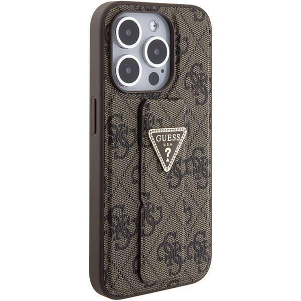 GUESS GUHCP15XPGS4TDW IPHONE 15 PRO MAX 6.7 "BROWN/BROWN HARDCASE GRIP STAND 4G TRIANGLE STRASS