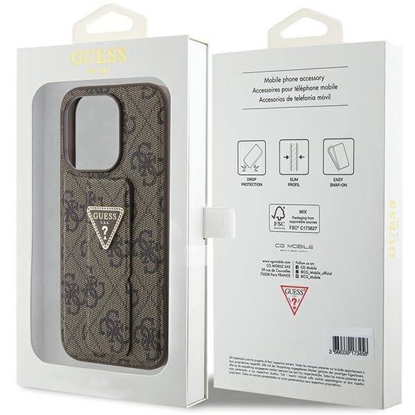 GUESS GUHCP15XPGS4TDW IPHONE 15 PRO MAX 6.7 "BROWN/BROWN HARDCASE GRIP STAND 4G TRIANGLE STRASS