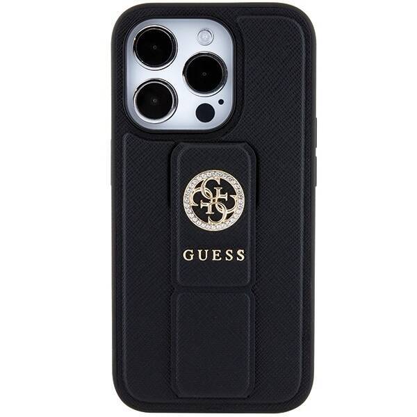 GUESS GUHCP15XPGSSADK IPHONE 15 PRO MAX 6.7 "BLACK/BLACK HARDCASE GRIP STAND 4G SAFFIANO STRASS