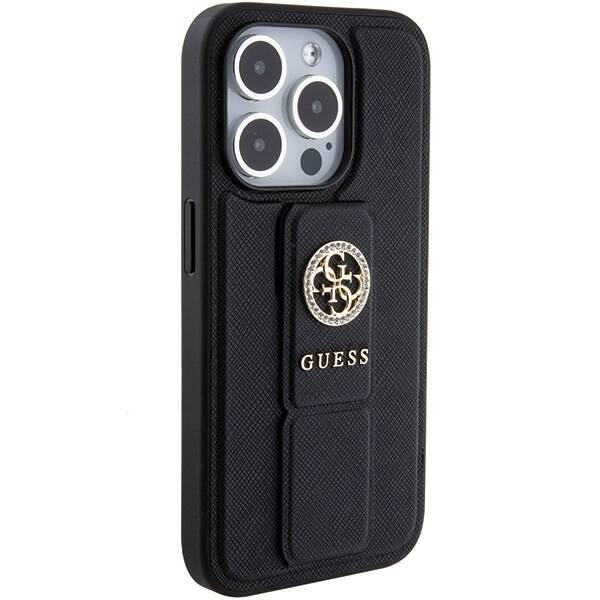 GUESS GUHCP15XPGSSADK IPHONE 15 PRO MAX 6.7 "BLACK/BLACK HARDCASE GRIP STAND 4G SAFFIANO STRASS