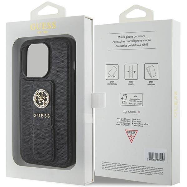 GUESS GUHCP15XPGSSADK IPHONE 15 PRO MAX 6.7 "BLACK/BLACK HARDCASE GRIP STAND 4G SAFFIANO STRASS