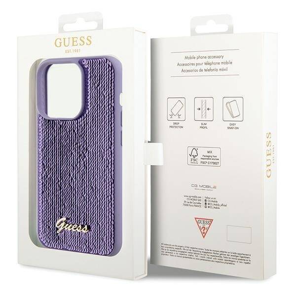 GUESS GUHCP15XPSFDGS IPHONE 15 PRO MAX 6.7 "PURPLE/PURPLE HARDCASE SEQUIN SCRIPT METAL