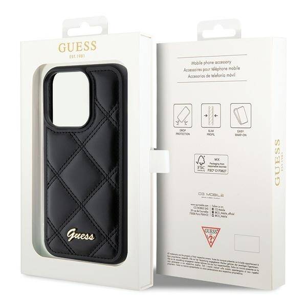 GUESS GUHCP15XPSQSQSK IPHONE 15 PRO MAX 6.7 "BLACK/BLACK HARDCASE QUILTED METAL LOGO