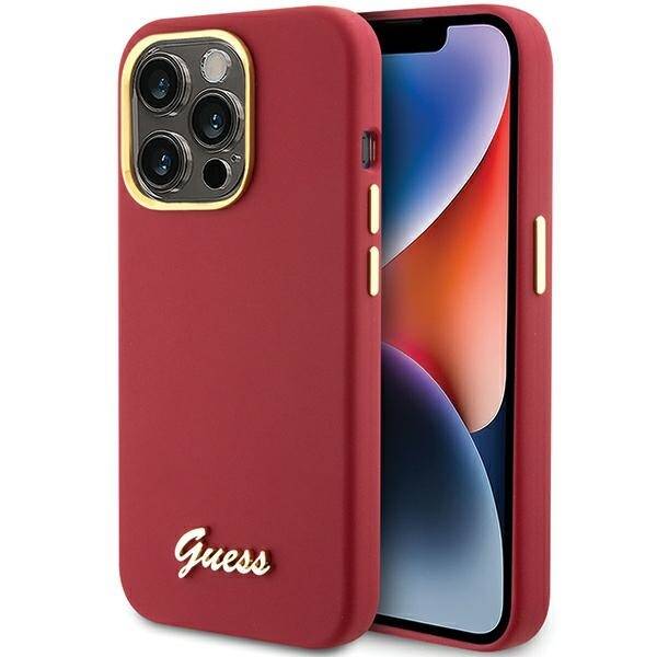 GUESS GUHCP15XSMBSLM IPHONE 15 PRO MAX 6.7 "MAGENTA HARDCASE SILICONE SCRIPT METAL LOGO & FLAME