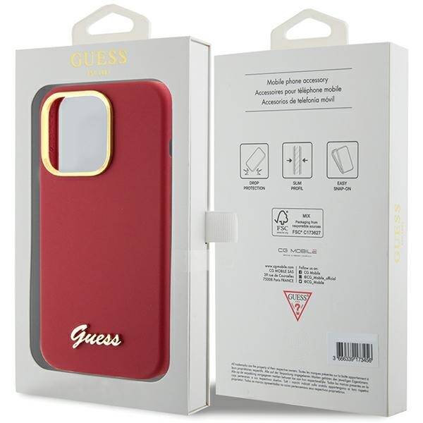 GUESS GUHCP15XSMBSLM IPHONE 15 PRO MAX 6.7 "MAGENTA HARDCASE SILICONE SCRIPT METAL LOGO & FLAME