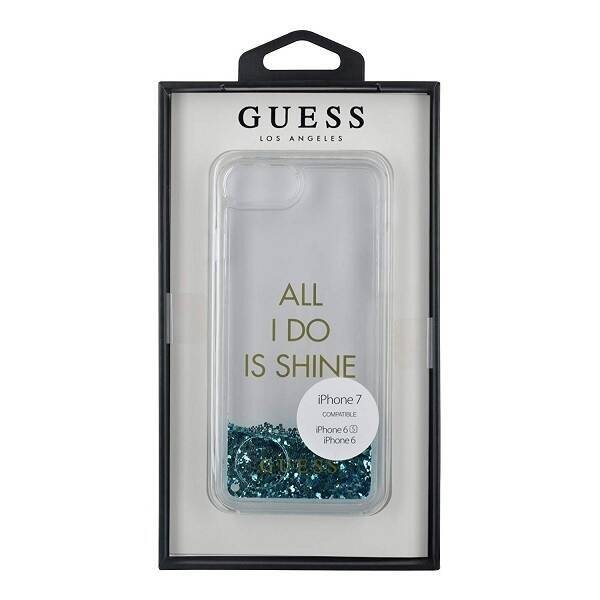 GUESS GUHCP7GLUQBL IPHONE 6/7/8/SE 2020/SE 2022 BLUE/BLUE HARD CASE LIQUID GLITTER PARTY